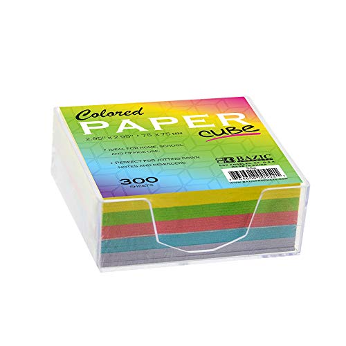 BAZIC Products Color Paper Cube with Tray, 300 Sheets, 2.95 in - size: 1-Pack