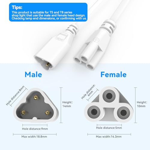 SHOPLED 6FT Male-to-Female Connection Cords for T5 T8 LED Shop Lights - color: 6FT Male-to-Female
