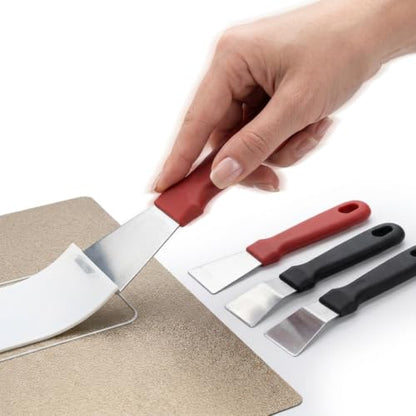 4 Pack Scraper Tool - Stainless Steel Metal Scraper with Comfortable Handle for Easy Separation of Prints (Black x 2 + Red x 2)