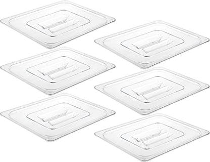 CURTA 6 Pack NSF Food Pan Cover, 1/2 Size Clear Polycarbonate Lid with Handle for Commercial Food Pan, Dishwasher & Freezer Safe Plastic Clear - color: 1/2 Size, size: Handled Lids