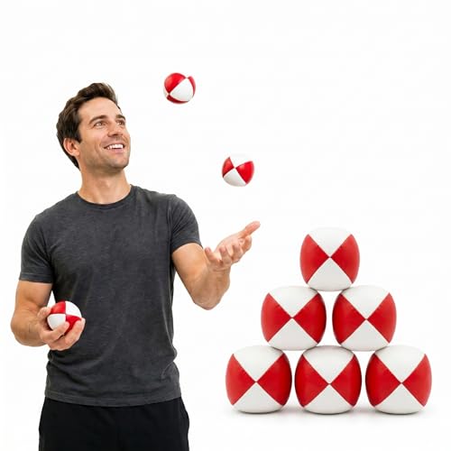 Patelai 6 Pack Juggling Balls for Beginners, Soft Juggle,White Red - color: White Red