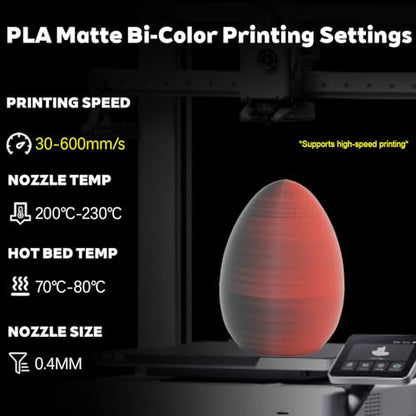 Matte Dual Color Black Red PLA 1.75mm 1kg 600mm/s High Speed 3D Filament - color: C_pla-37 Bi Matte Black+red
