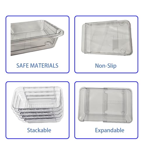 Adjustable Drawer Organizer, 15 Clear Desk & Craft Tool Bins, Extendable