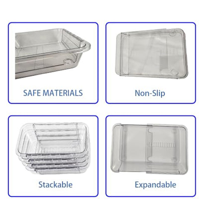 Adjustable Drawer Organizer, 15 Clear Desk & Craft Tool Bins, Extendable