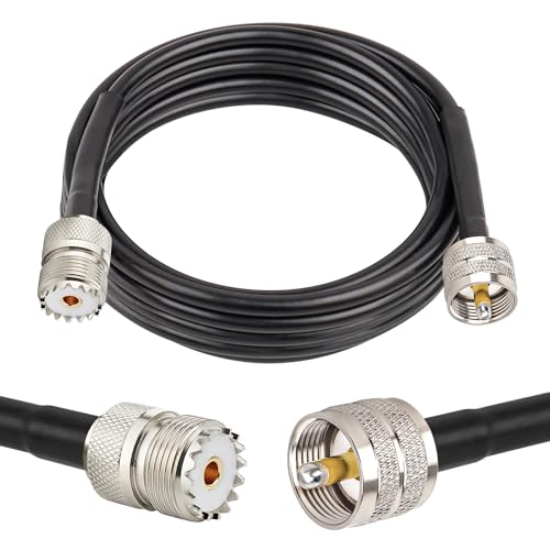 MOOKEERF PL-259 UHF CB Coax Cable 8FT, RG58 PL-259 UHF Male to Female Low Loss Antenna Extension Jumper for HAM Radio, Antenna Analyzer, Dummy Load, SWR Meter - size: 8FT