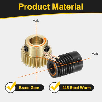 uxcell Worm Gear Set 25T 0.5 Mod 1:25 Brass Gear-6mmOD,1045 Steel Rod 6mmOD - size: Gear-6mm, Rod-6mm Bore, style: 0.5M-25T