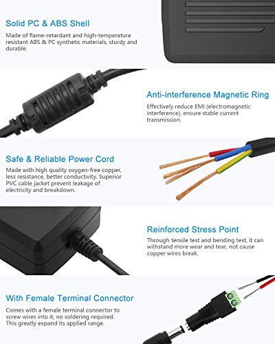 ALITOVE DC 12V 5A Power Supply Adapter 60W 12 Volt Transformer 5Amp 4A 3A - size: 5 Pack