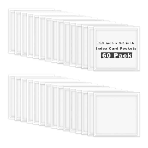 60 Pack Self Adhesive Pockets, Bin Labels for Storage Bins Clear Label Holder Index Card Pockets Card Holder for Organizing and Protecting (3.5 x 3.5 inches) - size: 3.5 x 3.5 inches