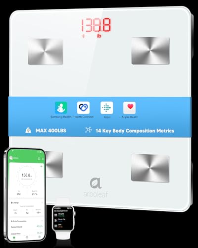 arboleaf Smart Scale for Body Weight and Fat, Digital Bathroom Scale - color: White