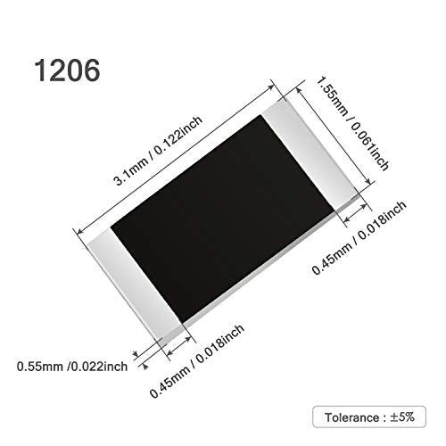 Chanzon 1200pcs 1206 SMD Resistor Kit 60 Values 0-10M ohm 1/4W Each 20pcs