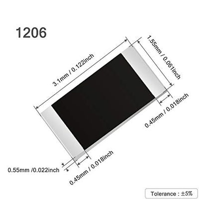 Chanzon 1200pcs 1206 SMD Resistor Kit 60 Values 0-10M ohm 1/4W Each 20pcs