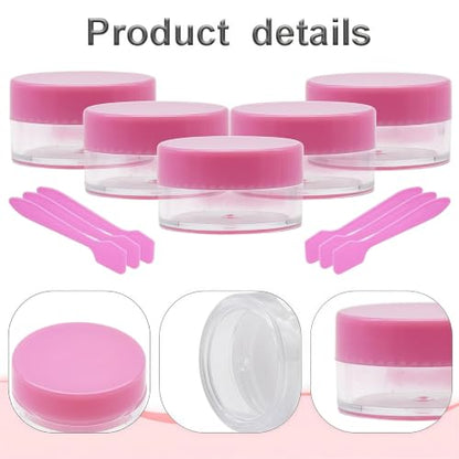 50 Pcs Makeup Sample Containers 3g/5g Sample Containers with Lids Tiny Sample Jars for Skincare Cream Lotion Jewelry Beads DIY Crafts Travel (FZG/5g/Fen) - color: pink, size: 5g