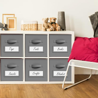 10 Pack Fabric Storage Cubes with Label 11" Collapsible Cube Bins, Gray - color: Gray, size: 11 Inch