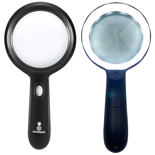 Magnifying Glass with Light, 10X Lighted Magnifier Handheld, Large Magnifying Glass for Reading, Seniors, Macular Degeneration, Elderly