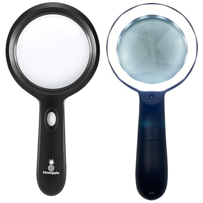 Magnifying Glass with Light, 10X Lighted Magnifier Handheld, Large Magnifying Glass for Reading, Seniors, Macular Degeneration, Elderly