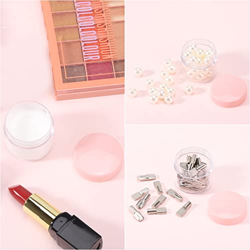 Refillable Cosmetic Sample Jars - 100 Pack 15g (0.5oz) Pink Small Travel Containers with Lids + 10 Mini Makeup Spatulas - BPA Free - color: Pink, size: 15g (100 Count)