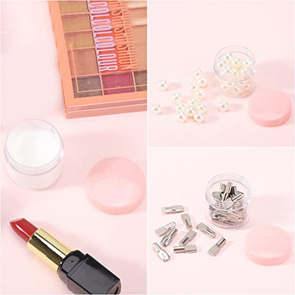 100 Count 20g Sample Containers with Lids，Refillable Cosmetic Containers Small Plastic Jars Lip Scrub Container - Pink - color: Pink, size: 20g (100 Count)