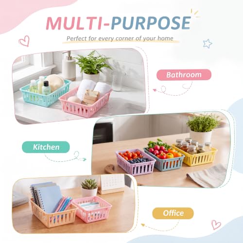 Tenceur 24 Pcs Small Pastel Baskets for Classroom, 6.1 x 4.7 x 2.4 Inch