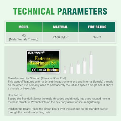 100 Pcs M3x6+6mm Nylon White Male-Female Hex Standoff Spacer Kit - size: M3*6 mm, style: White Male-Female Hex Standoff