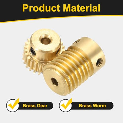 uxcell Worm Gear Set Right Rotation 25T 0.5 Module 1:25 Reduction Rate - size: Gear-3mm, Rod-3mm Bore, style: 0.5M-25T
