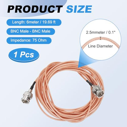 MECCANIXITY 19.69FT 3G-SDI Cable, BNC HD-SDI Cable 75 Ohm RG179, Orange - size: 19.69 FT