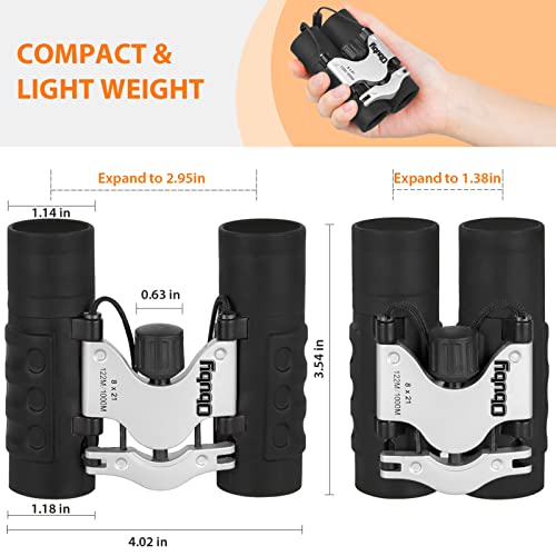 Real Binoculars for Kids Gifts for 3-12 Years Boys Girls 8x21 High-Resolution Optics Compact Toy Binocular for Bird Watching,Travel, Camping - color: Black