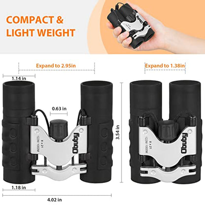Real Binoculars for Kids Gifts for 3-12 Years Boys Girls 8x21 High-Resolution Optics Compact Toy Binocular for Bird Watching,Travel, Camping - color: Black