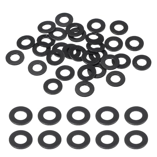 uxcell 30 Pcs M4 PVC Flat Washers 4mm ID 8mm OD 0.8mm Thick Plain Washer Grommets Plastic Sheet Gasket Fastener Sealing Spacer Gasket Ring Water Hose Washers, Clear Black - size: 4mm x 8mm x 0.8mm