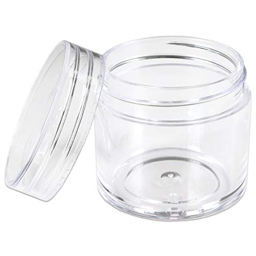 Beauticom 12 Pieces 1 oz. USA Acrylic Round Clear Jars with Flat Top Lids for Creams, Lotion, Make Up, Cosmetics, Samples, Herbs, Ointment (12 Pieces Jars + Lids, CLEAR)