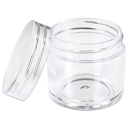 Beauticom 12 Pieces 1 oz. USA Acrylic Round Clear Jars with Flat Top Lids for Creams, Lotion, Make Up, Cosmetics, Samples, Herbs, Ointment (12 Pieces Jars + Lids, CLEAR)