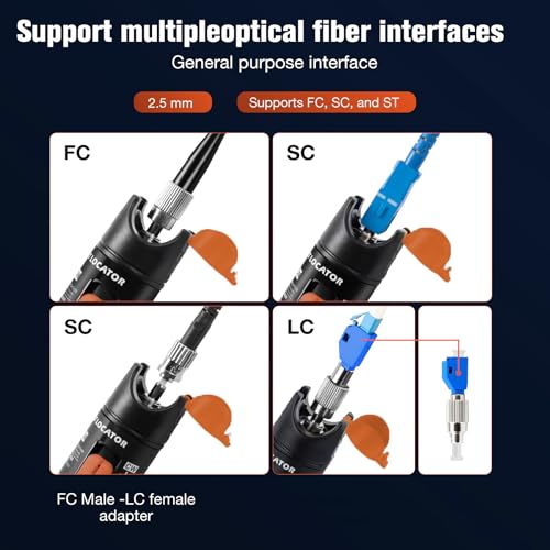 Visual Fault Locator,10-20KM Fiber Optic Cable Tester Meter, VFL Red Light Pen Light Source Testers(Black) - style: 10-20KM VFL