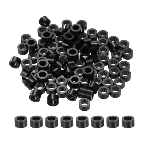 uxcell 100pcs Nylon Round Spacers 4mm ID, 7mm OD, 4mm Height Screws Spacers Without Threaded, Plastic Spacer for M4 Screws, Black - size: 4mm ID, 7mm OD, 4mm Height