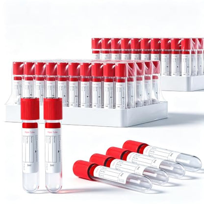 200 Pcs 3ml Plastic Test Tubes with Red Caps for Lab Use - color: Red-3ml-200
