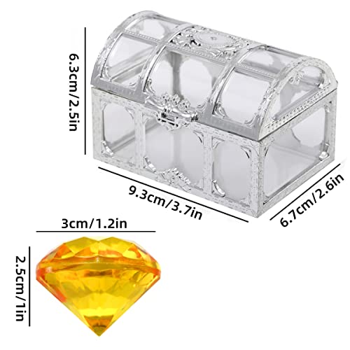 XIJUAN Diving gem Pool Toys Sand Toys,14Colorful Diamond Treasure Chest Summer Swimming gems Pirate Diving Toy Set Underwater Swimming toyChildren's Game Gifts for Boys and Girls(Silver White) - color: Silver White