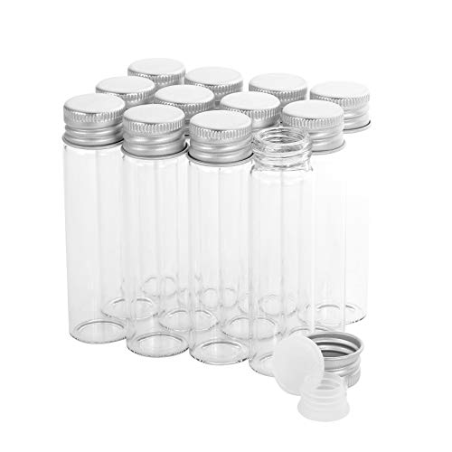 12PCS 20ml Clear Glass Small Vials w/ Aluminum Screw Caps& Plastic Stoppers - color: Clear, size: 20ml