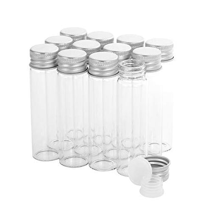12PCS 20ml Clear Glass Small Vials w/ Aluminum Screw Caps& Plastic Stoppers - color: Clear, size: 20ml