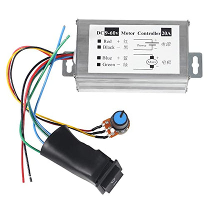 2pcs DC Motor Speed Controller, Brush Motor Driver Controls Module DC 9V-60V 12V 24V 36V 48V 60V Motor Pulse Width Modulator Regulator 20A 1200W PWM Monitor Dimmer Governor with Switch & Knob