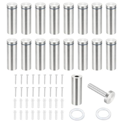 PATIKIL 1x2.4" Standoff Screws, 16 Pack Stainless Steel Stand Off Wall Mounts Wall Sign Mounting Hardware Advertising Standoff Nail for Hanging Acrylic Signs Picture Frame, Silver - size: 1x2.4"