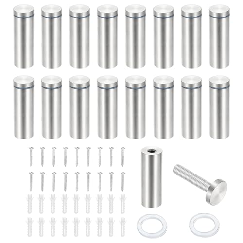 PATIKIL 1x2.4" Standoff Screws, 16 Pack Stainless Steel Stand Off Wall Mounts Wall Sign Mounting Hardware Advertising Standoff Nail for Hanging Acrylic Signs Picture Frame, Silver - size: 1x2.4"