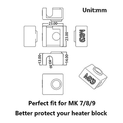 Aokin 3D Printer Hotend Silicone Sock Heater Block Silicone Cover for Creality Ender 3, Ender 3 Pro, Ender 5, Ender 5 Pro, CR-10/10S, Anet A8, MK7/8/9 Hotend, Blue, 3 Pcs