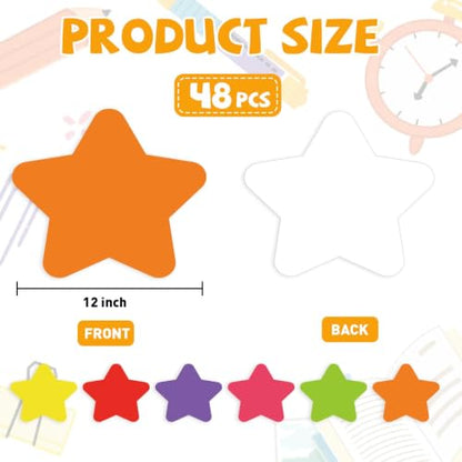 48Pcs Large Star Dry Erase Dots for Classroom Table, 12inch, Colorful - color: Colorful