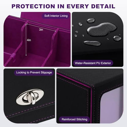 Trading Card Storage Box 5-Row with Side Window, Black Purple - color: Black Purple, size: 5 Rows Side window