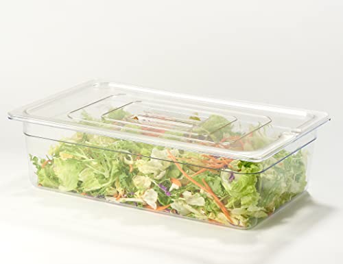CURTA 6 Pack NSF Notched Food Pan Cover, Full Size Clear Polycarbonate Lid with Handle for Commercial Food Pan, Dishwasher & Freezer Safe Plastic Clear - color: Full Size, size: Handled & Notched Lids