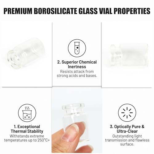 100 Pack 3ml Clear Glass Vials with Caps – 1 Dram Lab Headspace Vials - color: Clear Vial Blue Cap, size: 3ml-20mm