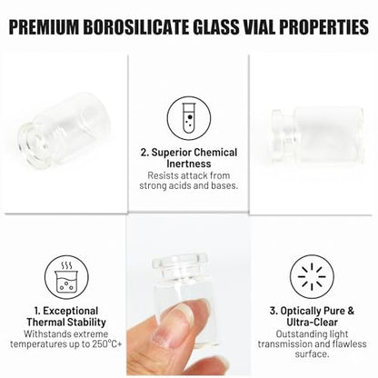 100 Pack 3ml Clear Glass Vials with Caps – 1 Dram Lab Headspace Vials - color: Clear Vial Blue Cap, size: 3ml-20mm