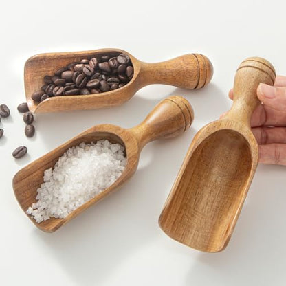 Big Coffee Scoops Shovel,Large Ground Coffee Scoop 3PCS Large Wooden Scoops for Jars 5.9″ Acacia Measuring Spoons for Coffee, Kitchen Scoop for Tea,Coffee, Powder, Bath Salts,Laundry -Multifunctional - color: 5.9″ Large 3pcs