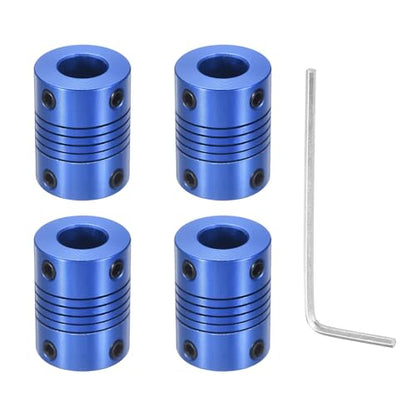Flexible Shaft Coupling(6mm|10mm): 4 Pcs Blue Aluminum Alloy - color: Blue, size: 6mm x 10mm (19mm OD, 25mm L)