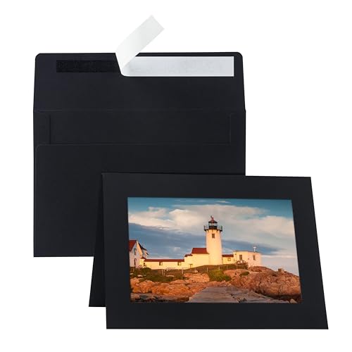 Silunkia 60 Packs Black Photo Frame Cards and Envelopes for 5 x 7 Picture - color: Black, size: 5x7