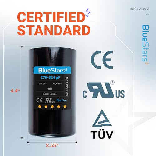 [2025 Upgraded] BlueStars 270-324 uF MFD 330 VAC Motor Start Capacitor
