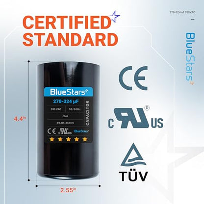 [2025 Upgraded] BlueStars 270-324 uF MFD 330 VAC Motor Start Capacitor